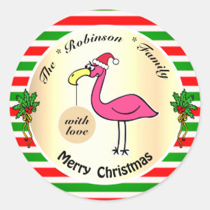 Hilarisch Xmas Flamingo Custom Naar en Van Grappig Ronde Sticker