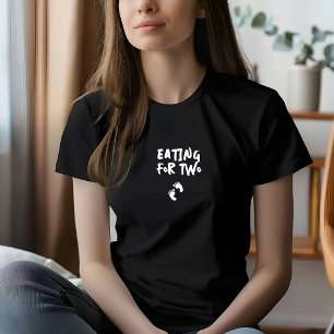 Hilarisch zwangerschapsvingerafdruk zwart wit t-shirt