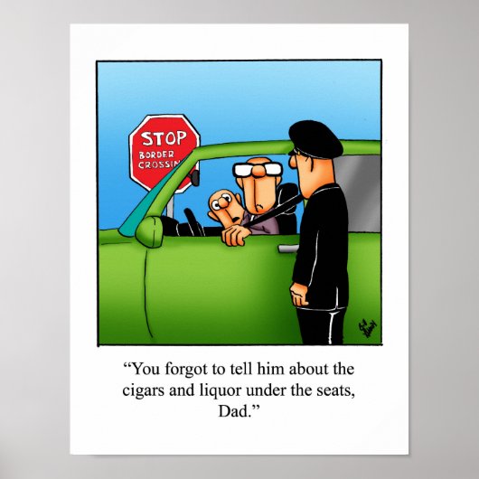 Hilarische Border Crossing Humor Poster (Voorkant)