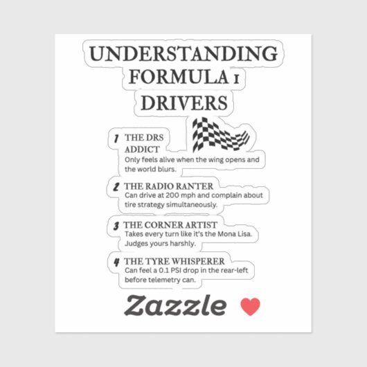 Hilarische F1-geïnspireerde definities Sticker (Vel)