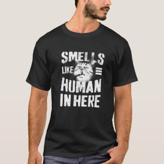 Hilarische kat Humor ruikt naar mens in hier Shir T-shirt