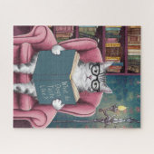 Hilarische kat lezen van een boek puzzel (Horizontaal)