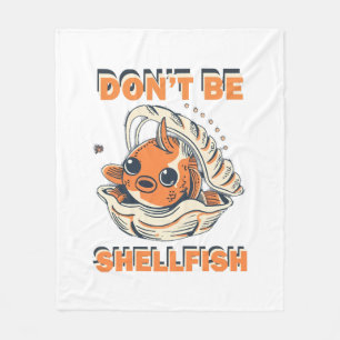 Hilarische vis in een Shell Art Fleece Deken