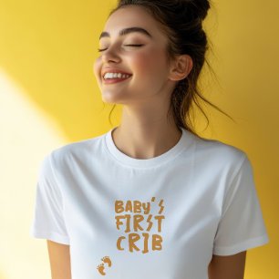 Hilarische zwangerschapsbaby-vingerafdruk oranje t-shirt