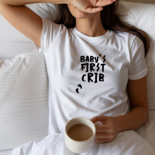 Hilarische zwangerschapsbaby-vingerafdruk zwart t-shirt