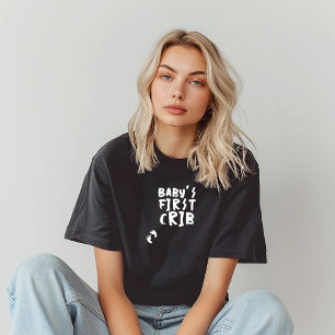 Hilarische zwangerschapsbaby-vingerafdruk zwart wi t-shirt