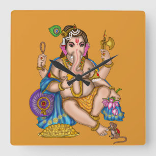 Hild Ganesha wandklok Vierkante Klok