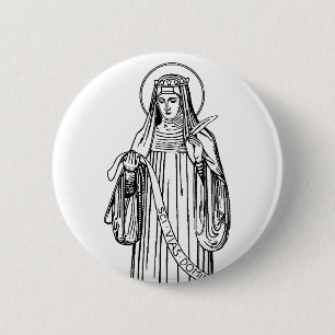 Hilige Hildegard van Bingen Middeleeuwse Mystica Ronde Button 5,7 Cm