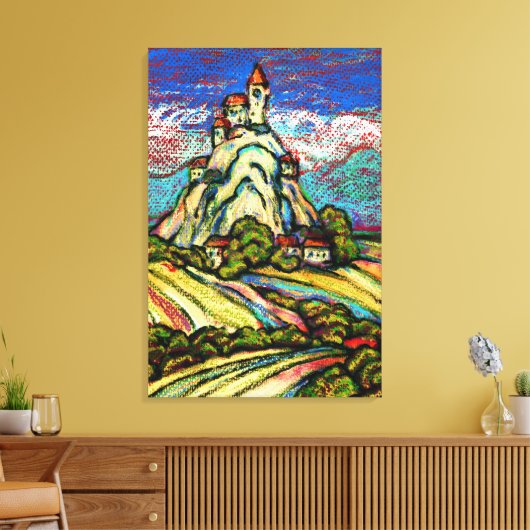 Hill Castle Fantasy Canvas Print (Insitu (Woonkamer))