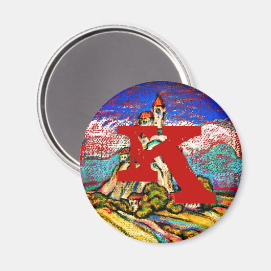 Hill Castle Fantasy Monogram Magneet (Voorkant / Achterkant)