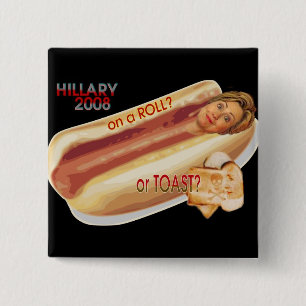 Hillary 2008-Button Vierkante Button 5,1 Cm