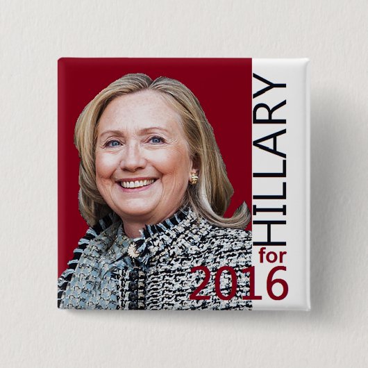 Hillary 2016-Button Vierkante Button 5,1 Cm (Voorkant)