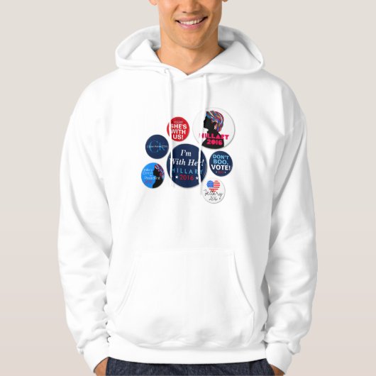 Hillary 2016 Campaign Buttonnen Hooded Sweatshirt (Voorkant)
