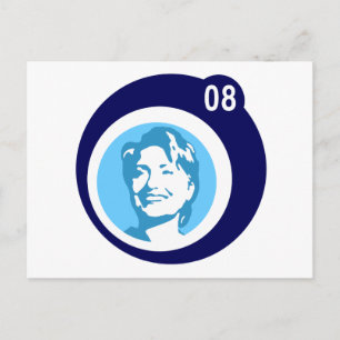 Hillary clinton 08. blauwe luchtbellen. briefkaart