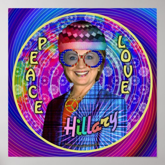 Hillary Clinton 2016 President Hippie Political Poster (Voorkant)