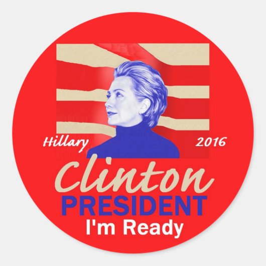 Hillary CLINTON 2016 Ronde Sticker (Voorkant)