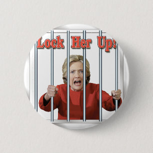 hillary clinton achter tralies ronde button 5,7 cm