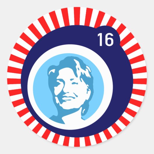 hillary clinton blauwBubble redRays Ronde Sticker (Voorkant)