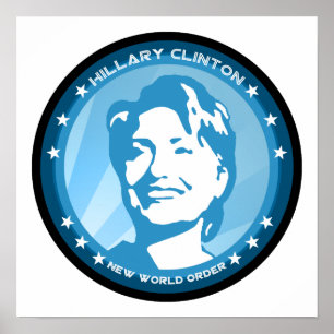 hillary clinton : blauwe stralen : poster