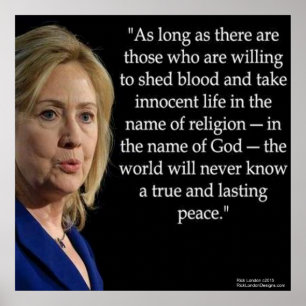 Hillary Clinton & Bloed/Religie Quote Poster