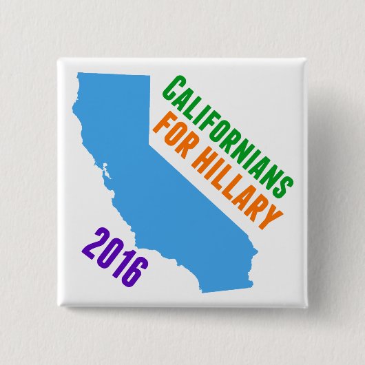 Hillary Clinton California Vierkante Button 5,1 Cm (Voorkant)