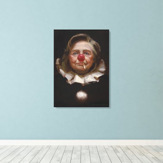 Hillary Clinton Clown door Tony Pro Canvas Afdruk (Insitu (Houten vloer))