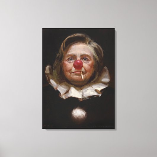 Hillary Clinton Clown door Tony Pro Canvas Afdruk (Voorkant)