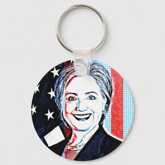Hillary Clinton Digitale Pop Art Sleutelhanger (Voorkant)