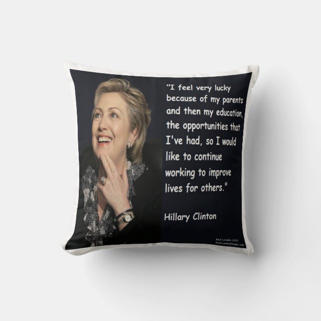 Hillary Clinton "Éducation et parents" Coussin de  (Recto)