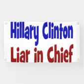 Hillary Clinton Liar in hoofdrood en blauw Spandoek (Horizontaal)