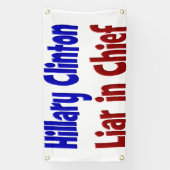 Hillary Clinton Liar in hoofdrood en blauw Spandoek (Verticaal)