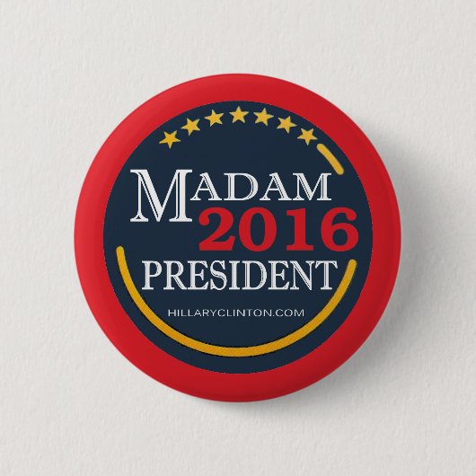 Hillary Clinton, mevrouw President Ronde Button 5,7 Cm (Voorkant)