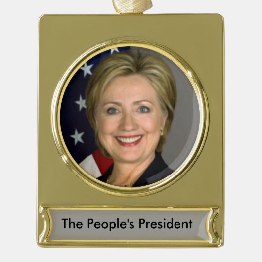Hillary Clinton Ornament Verguld Banner Ornament (Voorkant)