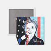 Hillary Clinton Portrait Pop Kunstmagneet Magneet (Voorkant / Achterkant)