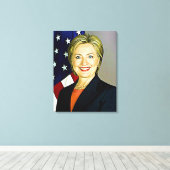 Hillary Clinton portret digitale kunst canvas Afdruk (Insitu (Houten vloer))