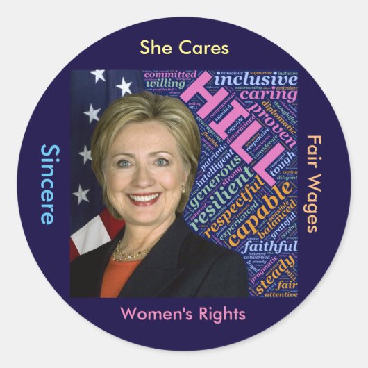 Hillary Clinton Prés., Sticker de mots de drapeau  (Devant)