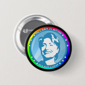 hillary clinton. regenboog. ronde button 5,7 cm (Voorkant /achterkant)
