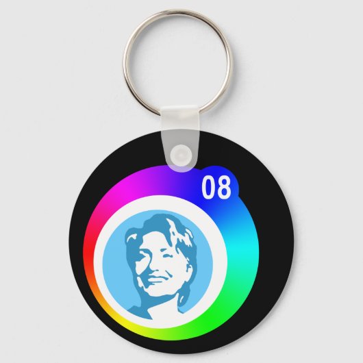 Hillary Clinton, regenboogbellen. Sleutelhanger (Voorkant)
