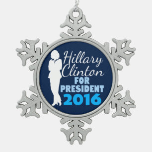 Hillary Clinton Silhouette President 2016 Tin Sneeuwvlok Ornament