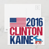 Hillary Clinton Tim Kaine 2016 Briefkaart (Voorkant / Achterkant)