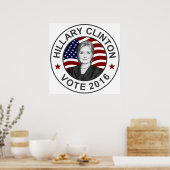 Hillary Clinton US Flag Poster (Keuken)