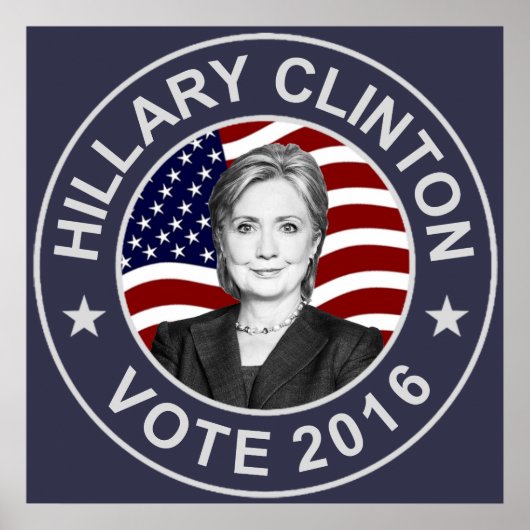 Hillary Clinton US Flag Poster (Voorkant)