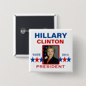 Hillary Clinton voor President 2016 Vierkante Button 5,1 Cm (Voorkant /achterkant)