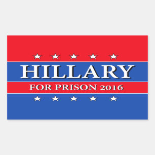 "HILLARY FOR PRISON 2016" RECHTHOEKIGE STICKER
