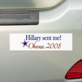 Hillary heeft me gestuurd. (Obama 2008) Bumpersticker (Op auto)