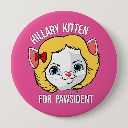 Hillary Kitten voor Pawsident Ronde Button 4,0 Cm (Voorkant)