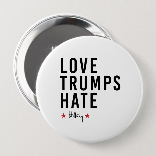 Hillary - Love Trumps Hate - Ronde Button 4,0 Cm (Voorkant /achterkant)