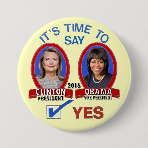 Hillary & Michelle in 2016 Ronde Button 7,6 Cm