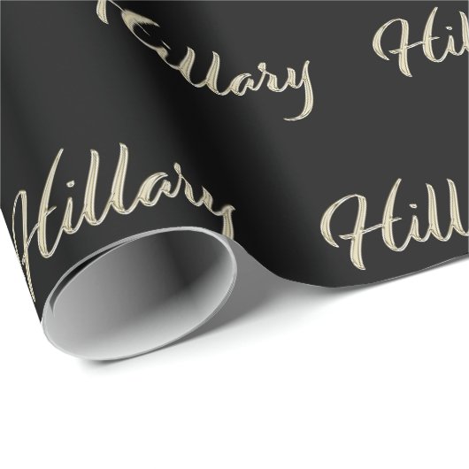 Hillary papier cadeau or blanc écriture manuscrite (Coin rond)