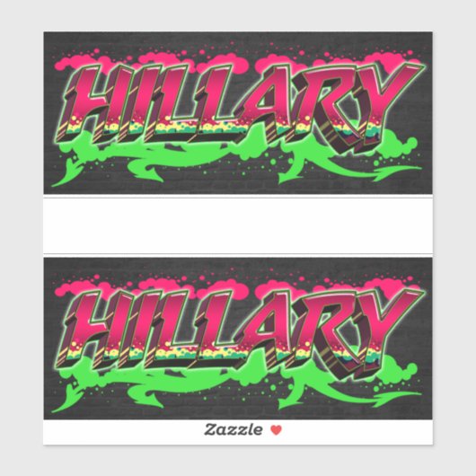 Hillary prénom nom autocollant graffiti sticker (Feuille)